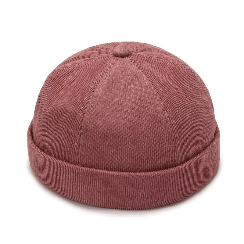 Spring Autumn Retro Men Women Skullcap Hat Docker Sailor Mechanic Brimless Street Hiphop Corduroy Cap Solid Color A395