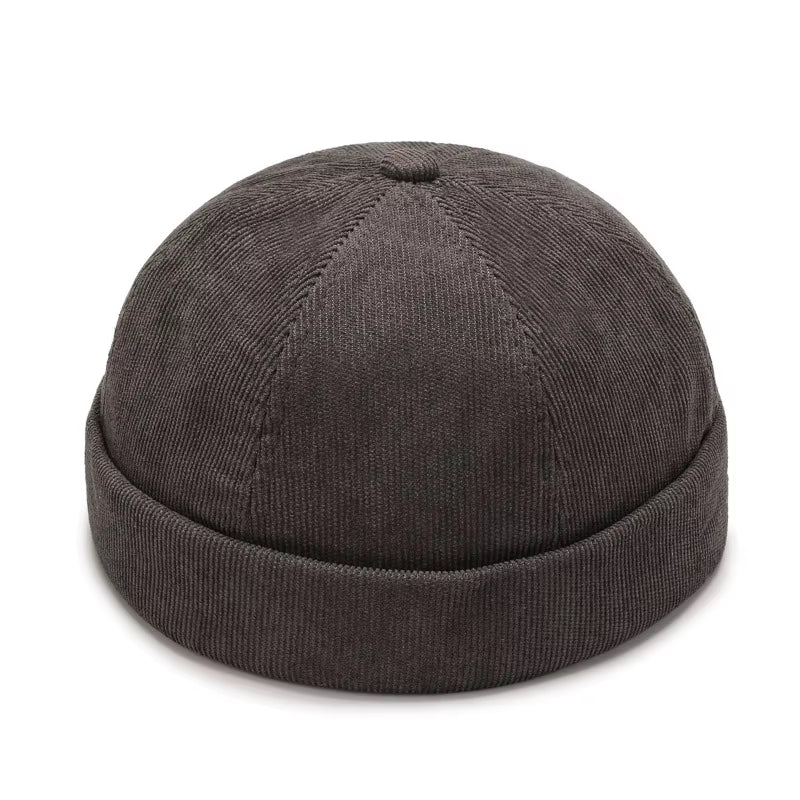 Spring Autumn Retro Men Women Skullcap Hat Docker Sailor Mechanic Brimless Street Hiphop Corduroy Cap Solid Color A395