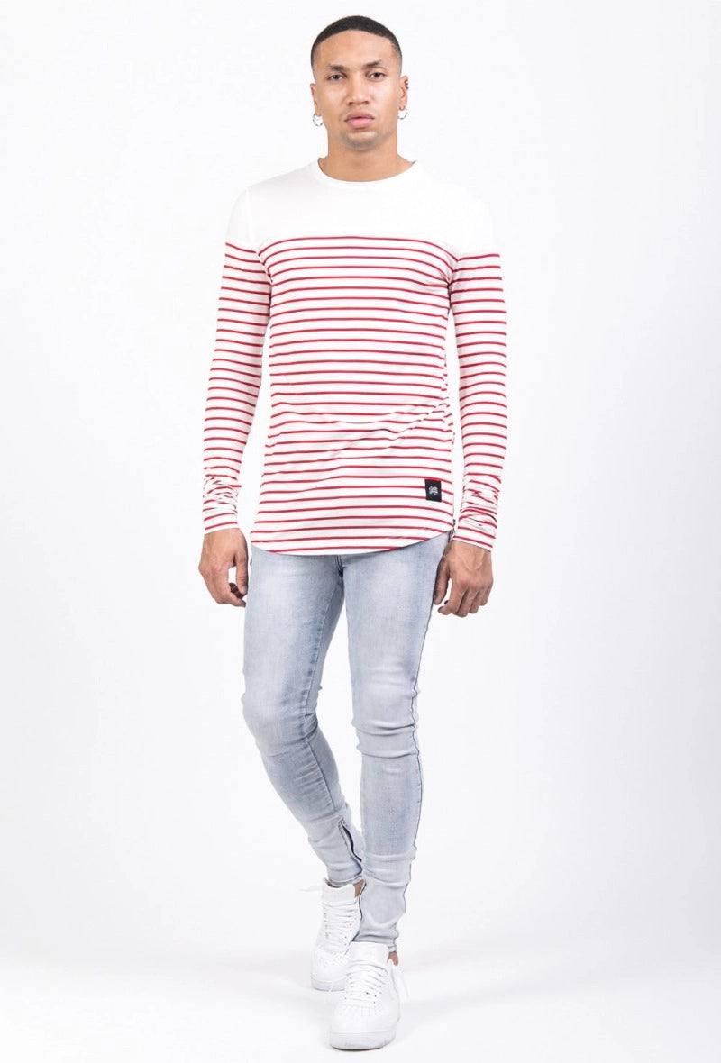 T-shirt marinière manches longues homme